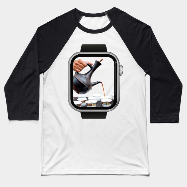 It's Time for Coffee Baseball T-Shirt by Amharic Avenue